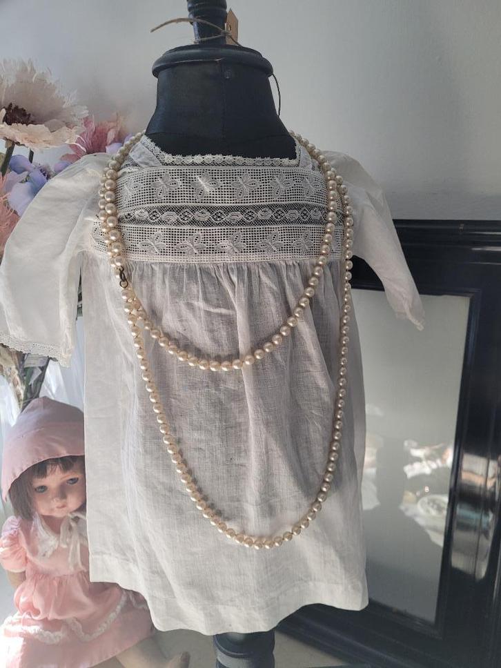 Vintage kunst parel ketting lang model foto 1 en 2, Sieraden, Tassen en Uiterlijk, Kettingen, Zo goed als nieuw, Overige materialen