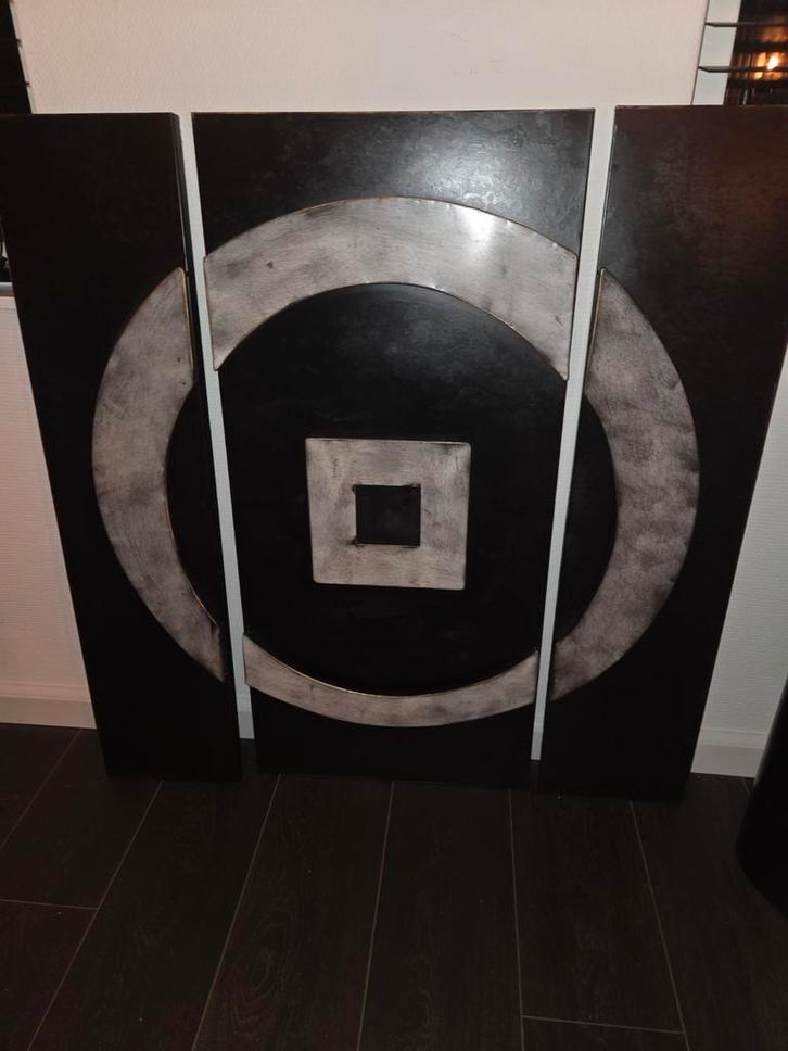 Moderne wanddecoratie - 3-delig - ca. 1x1 meter, Huis en Inrichting, Woonaccessoires | Schilderijen, Tekeningen en Foto's, Zo goed als nieuw