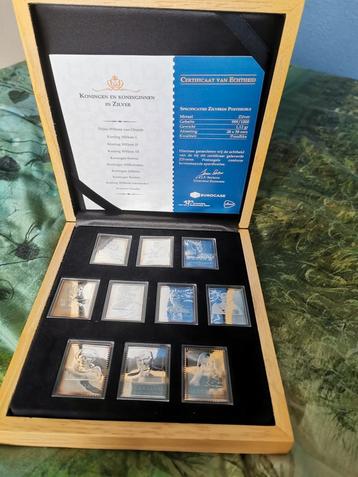 Koningen en Koninginnen postzegels in puur Zilver  beschikbaar voor biedingen