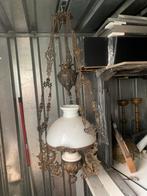 Antieke olie hanglamp met wit glas, Antiek en Kunst, Antiek | Lampen, Ophalen