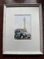 Schilderijtje 2CV ofwel lelijk eendje, Minder dan 50 cm, Ophalen of Verzenden, Zo goed als nieuw, Schilderij