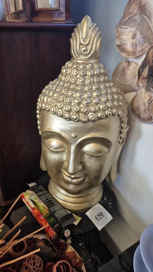 Gouden Boeddha Hoofd Decoratie, Huis en Inrichting, Woonaccessoires | Boeddhabeelden, Zo goed als nieuw, Ophalen of Verzenden