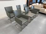 6 Nieuw Bert Plantagie Misty Tidy Leer Eetkamerset Grijs, Nieuw, Leer, Ophalen of Verzenden, Grijs