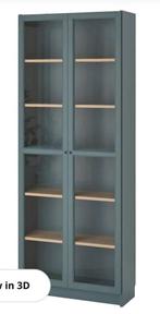 Ikea Billy boekenkast grijs turquoise, 50 tot 100 cm, Met deur(en), 25 tot 50 cm, 150 tot 200 cm