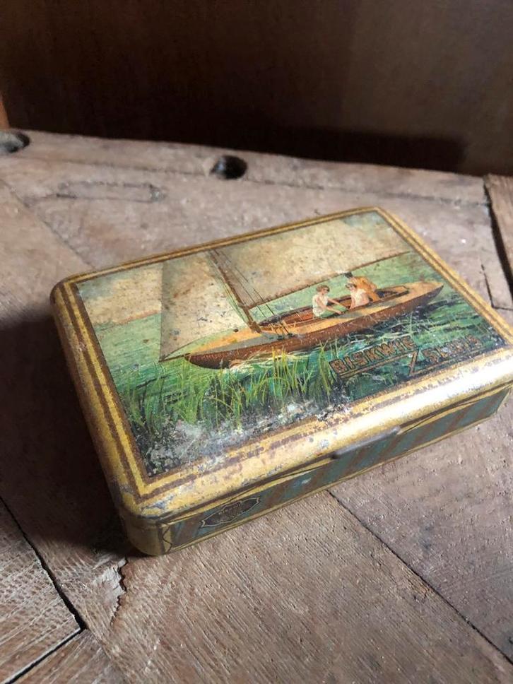 Antiek Sluis Biscuit Blik Deventer, Verzamelen, Blikken, Gebruikt, Koek(jes), Overige merken, Ophalen of Verzenden