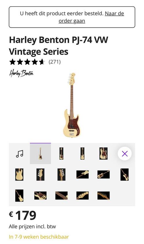 Harley Benton PJ-74 VW Vintage Series, Muziek en Instrumenten, Snaarinstrumenten | Gitaren | Bas, Zo goed als nieuw, Ophalen