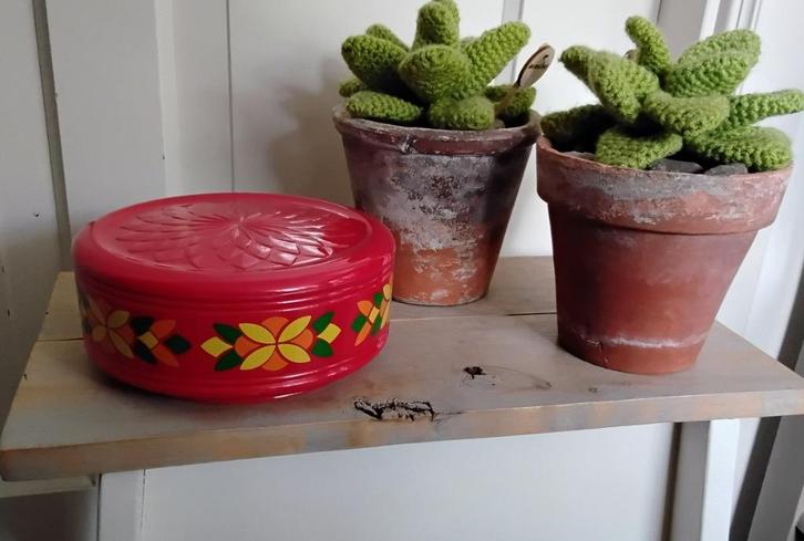 Vintage Emsa rode koekjestrommel - koektrommel - jaren 70, Antiek en Kunst, Curiosa en Brocante, Ophalen of Verzenden