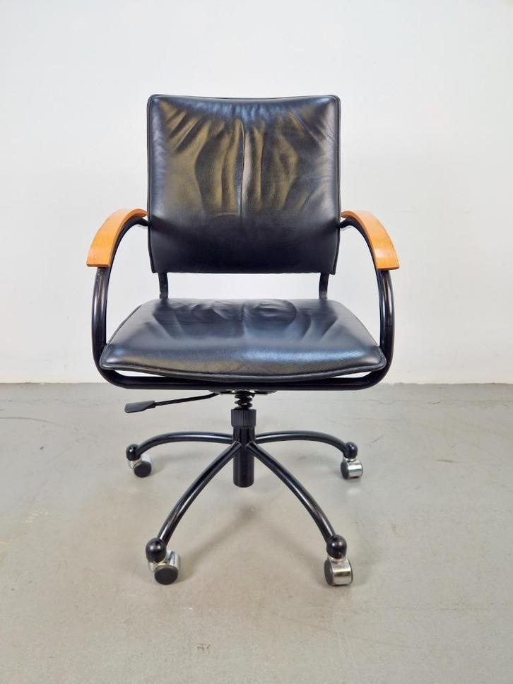 Vintage Thonet S73 nappa leren bureaustoel Josef Gorica ´90, Huis en Inrichting, Bureaustoelen, Gebruikt, Bureaustoel, Zwart, Ophalen of Verzenden