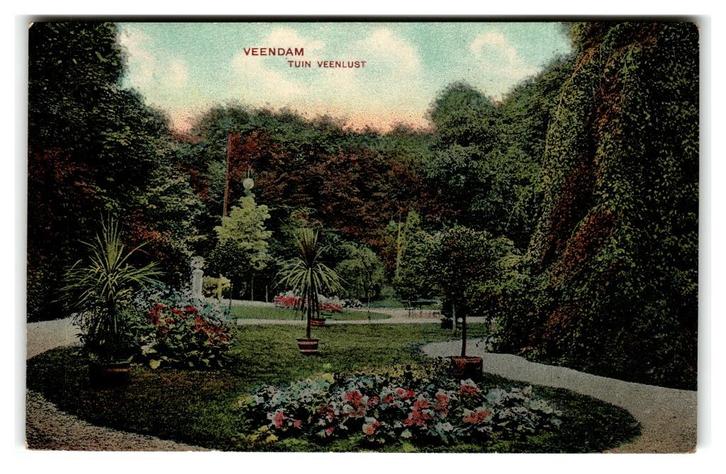 Veendam, Tuin Veenlust, Verzamelen, Ansichtkaarten | Nederland, Gelopen, Groningen, Voor 1920, Verzenden