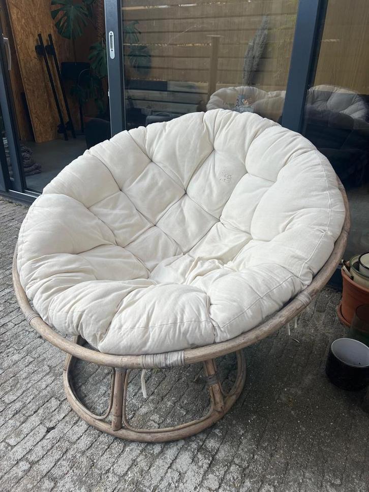 Tuinset lounge mamasan en papasan, Huis en Inrichting, Fauteuils, Gebruikt, Riet of Rotan, 125 cm of meer, 100 tot 125 cm, Ophalen