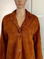 J527 Echt-suede-leren lang jasje maat 42=L blazer jas bruin, Bruin, Dino Z, Maat 42/44 (L), Ophalen of Verzenden