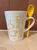 Mooie Latte/Café Mok met Lepel -Siaki, Ophalen of Verzenden, Zo goed als nieuw
