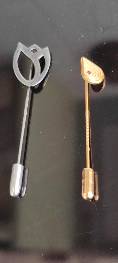 Libelle verzilverde tulpenspeld+ Bloedbank vergulde druppel, Sieraden, Tassen en Uiterlijk, Broches, Zo goed als nieuw, Overige materialen