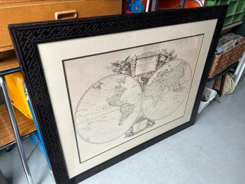 Ingelijste kaart wereldatlas , mappemonde 1752 beschikbaar voor biedingen