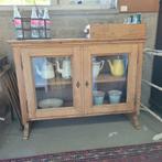 Brocante oud grenen laag kastje vitrinekastje opzetkast, Ophalen