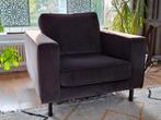 Woood Arwin fauteuil blauw velours, Ophalen, 75 tot 100 cm, Zo goed als nieuw, Stof