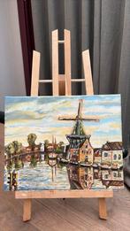 Olieverf schilderij Haarlem Molen Adriaan 24x30, Antiek en Kunst, Kunst | Schilderijen | Klassiek, Ophalen