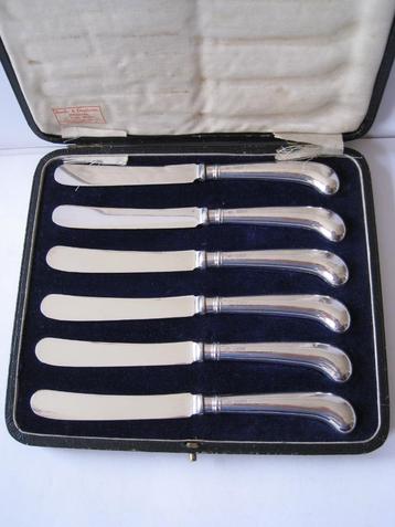 ZILVER - ZILVEREN DESSERT MESSEN PISTOOLHEFT  1924. EN 1913 beschikbaar voor biedingen