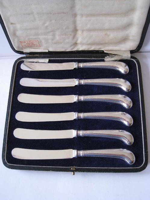 ZILVER - ZILVEREN DESSERT MESSEN PISTOOLHEFT  1924. EN 1913, Antiek en Kunst, Antiek | Goud en Zilver, Zilver, Verzenden