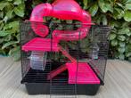 Hamsterkooi zwart-roze, Dieren en Toebehoren, Knaagdieren en Konijnen | Hokken en Kooien, Minder dan 60 cm, Kooi, Minder dan 75 cm
