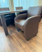 Elegante bruine lederen eetkamerstoelen, Bruin, Leer, Ophalen of Verzenden, Zo goed als nieuw