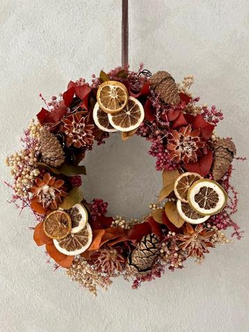 Prachtige krans 35cm  herfstkrans kerstkrans deco lampjes beschikbaar voor biedingen