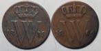 1/2 cent 1859 en 1864 Willem III, Postzegels en Munten, Munten | Nederland, Setje, Overige waardes, Koning Willem III, Verzenden