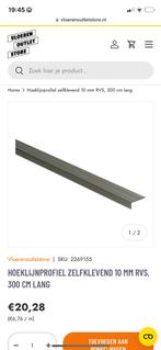 Rvs hoeklijnprofiel 300 cm x 10 mm 2 stuks nieuw, Ophalen, Zo goed als nieuw, Mdf, 200 tot 250 cm
