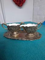 Vintage suiker- en melkstel op dienblad, Antiek en Kunst, Ophalen of Verzenden