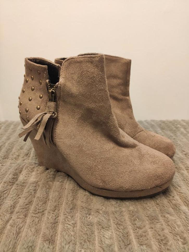 Lage enkellaarzen met rits - bruin - maat 36, Kleding | Dames, Schoenen, Zo goed als nieuw, Lage of Enkellaarzen, Bruin, Ophalen of Verzenden