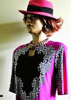 Jurk zwart wit chique stijlvol afkledend J. Ribkoff vintage, Maat 42/44 (L), Joseph Ribkoff, Ophalen of Verzenden, Roze