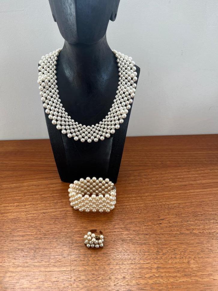 Parel kraag, armband en ring, Sieraden, Tassen en Uiterlijk, Armbanden, Gebruikt, Overige materialen, Overige kleuren, Verzenden