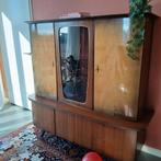 Vintage kast met drankenkabinet en vitrine, Glas, 150 tot 200 cm, Vintage, Ophalen of Verzenden