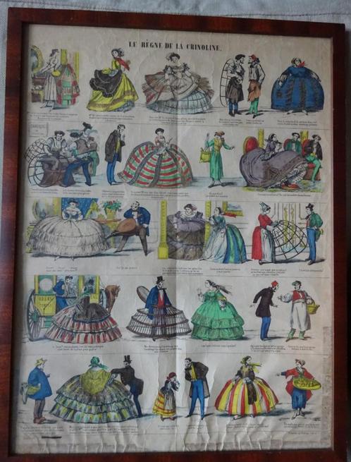 Gravure: La robe à crinoline s'impose dans les années 1860, Antiek en Kunst, Kunst | Etsen en Gravures, Ophalen