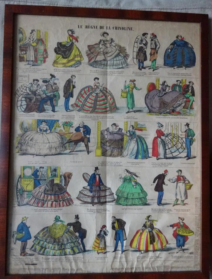 Gravure: La robe à crinoline s'impose dans les années 1860, Antiek en Kunst, Kunst | Etsen en Gravures, Ophalen