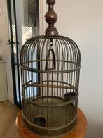 Mooie koperen vogelkooi met sterke eikenhouten handvat, Dieren en Toebehoren, Vogels | Hokken en Kooien, Ophalen, Zo goed als nieuw