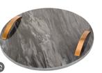 Marmeren dienblad met gouden handvaten - Cosy & Trendy, Huis en Inrichting, Ophalen of Verzenden, Nieuw, Rond, Overige materialen