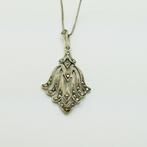 Vintage zilveren collier, Sieraden, Tassen en Uiterlijk, Kettingen, Gebruikt, Verzenden, Nvt, Met edelsteen