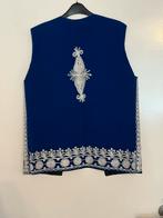 Blauw herenvest met borduursels - Maat L, Ophalen of Verzenden, Zo goed als nieuw