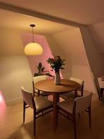 SET: Eettafel & stoelen rond ovaal hout vintage, Huis en Inrichting, Tafels | Eettafels, Ophalen of Verzenden, Zo goed als nieuw