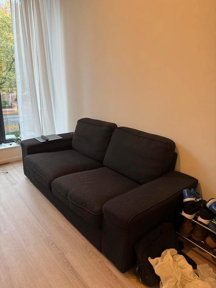 Mooie zwarte 3-zits bank - 190 x 90, Huis en Inrichting, Banken | Bankstellen, Gebruikt, Rechte bank, Tweepersoons, 150 tot 200 cm