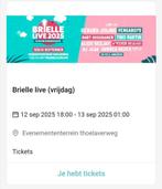 2 tickets Brielle live vrijdag 12 september vanaf 18:00 uur, Tickets en Kaartjes, Twee personen