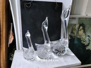 Kristallen Zwanen Set - Decoratief Glaswerk beschikbaar voor biedingen
