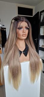 Basic Lace Pruik: Uitgroei / Bruin / Blonde punten, 75cm, Ophalen of Verzenden, Nieuw, Pruik of Haarverlenging