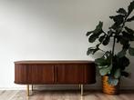 Tambo Walnoothout & Messing TV Unit / Mediameubel, Ophalen, 150 tot 200 cm, Zo goed als nieuw, 25 tot 50 cm
