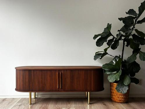 Tambo Walnoothout & Messing TV Unit / Mediameubel, Huis en Inrichting, Kasten | Dressoirs, Zo goed als nieuw, 150 tot 200 cm, 25 tot 50 cm