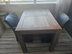 Nette tafel en 2 leren stoelen, Huis en Inrichting, Tafels | Eettafels, Gebruikt, 100 tot 150 cm, Tot twee personen, Rechthoekig