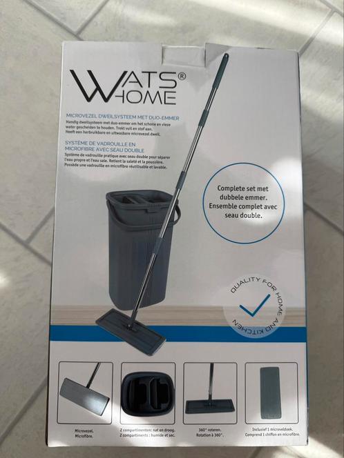 Wats Home dweil vloerwisser met duo - emmer, Huis en Inrichting, Schoonmaakartikelen, Mop of Dweil, Ophalen of Verzenden