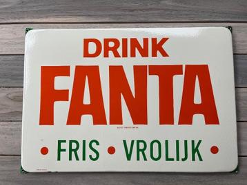 Origineel emaille reclame bord - Drink Fanta Fris Vrolijk beschikbaar voor biedingen