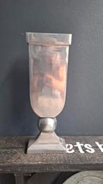 Zilverkleurige metalen vaas (41x15x7cm), Overige materialen, Overige kleuren, Ophalen of Verzenden, Zo goed als nieuw